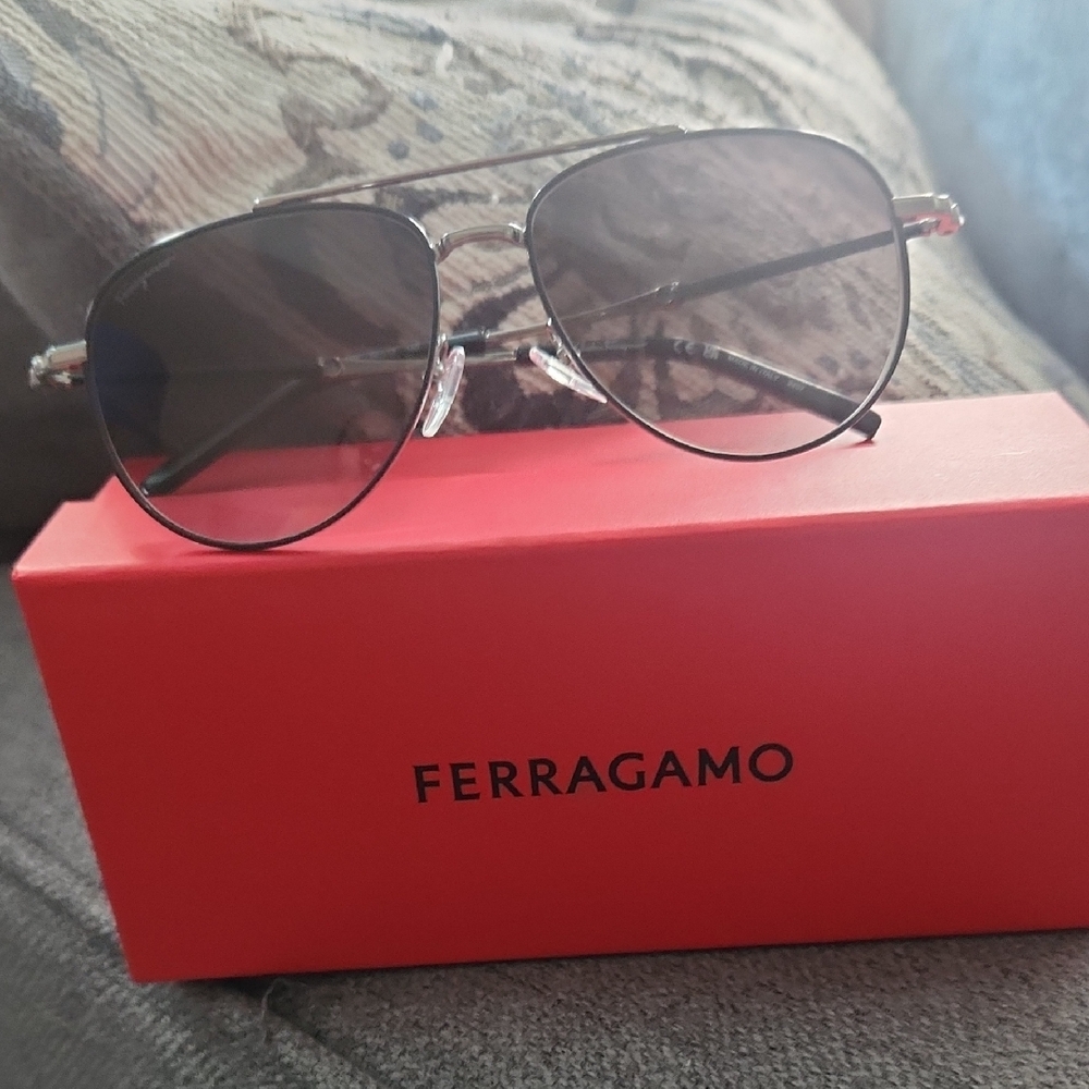 Salvatore Ferragamo Black Aviator Glasses